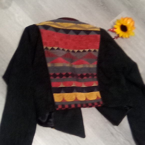 Vintage 80s  Imported Fabric Tapestry Bolero Jacket - Picture 12 of 16